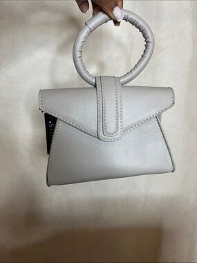 VENUS Taupe Gray Ring-Handle Top Flap Bag NWT
